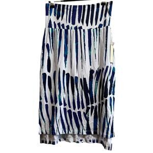 Tart Collections Blue Green Abstract Print Pencil Midi Skirt -Size XS- NWT